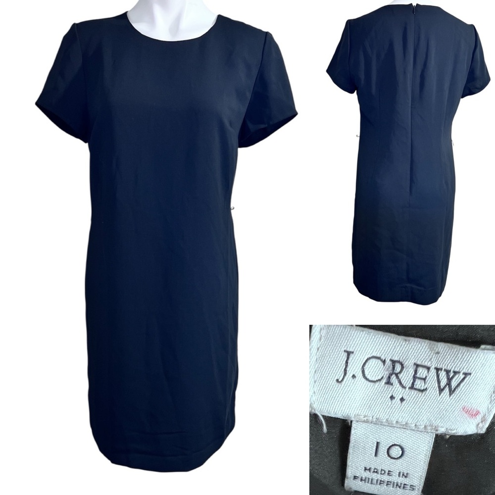 J.Crew Factory‎ dress 14 Black Suiting Style BT119 short sleeve knee length